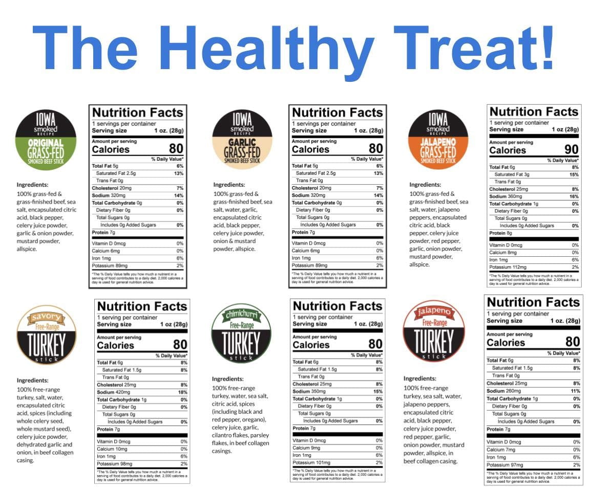 12 Flavor Variety Meat Sticks. No Added Nitrates, Gluten, Soy, MSG, Dairy, Nuts. 8 Grass-fed Beef Flavors, 3 Free-range Turkey Flavors & 1 Natural Pork Flavor (1 of Each, 12-cnt, 1-oz Stick)