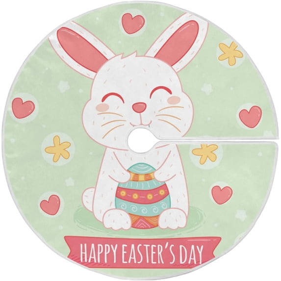 FMSHPON Easter Xmas Christmas Tree Skirt Stand Mat for Holiday Party Decoration Indoor Outdoor 36 inches