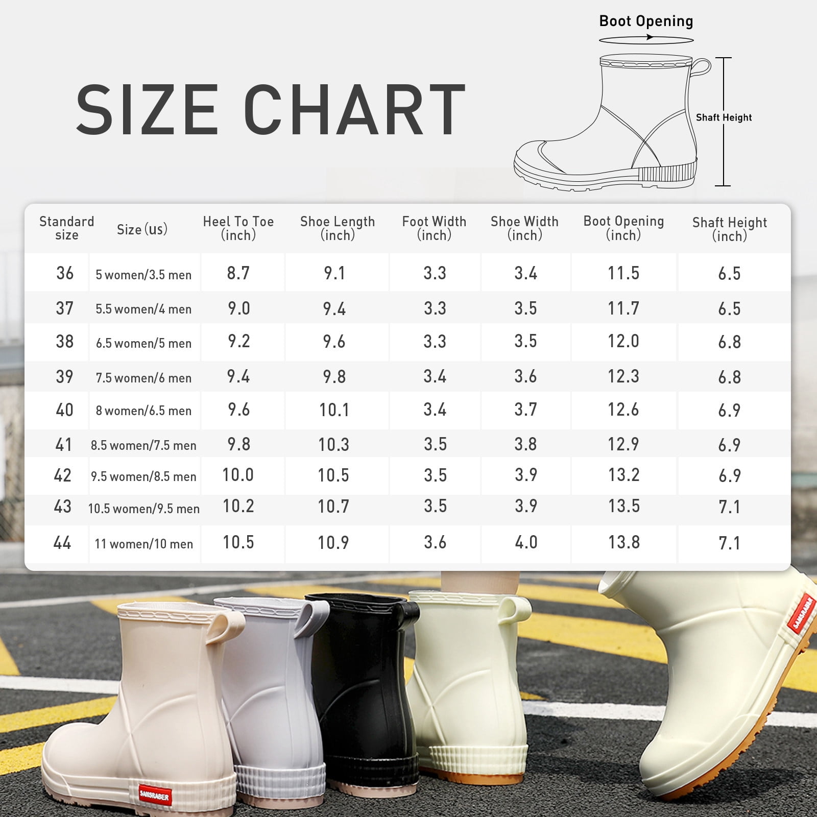 Lcamaw Rain Boots for Women & Men, Lightweight Waterproof Short Rubber Boots, Anti-Slip Mud Garden Boots Chelsea Ankle Rain Boots with Comfortable Insoles for Outdoor Work