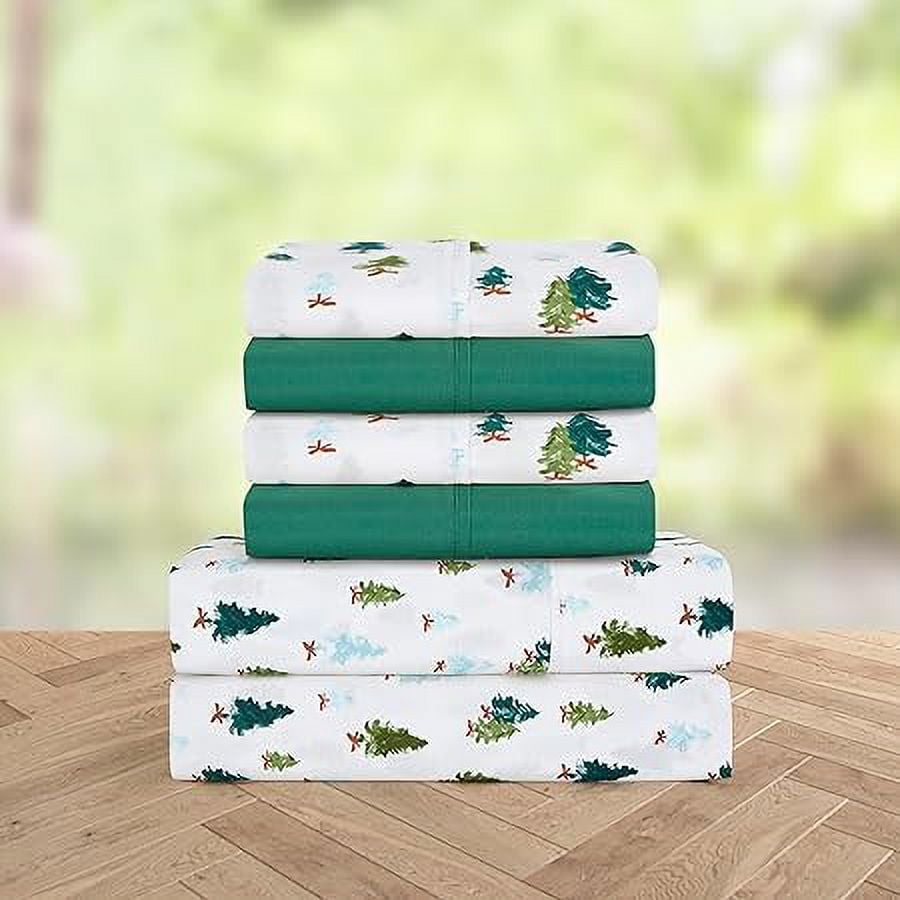 Luxury Holiday Pattern- Wrinkle and Fade Resistant (6-Piece) Bedding Set, Queen, Twill Tree