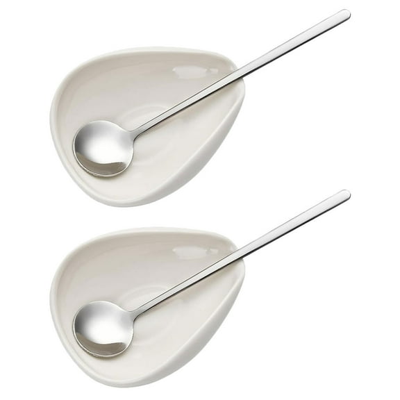 HOKARUA 2 Sets Coffee Spoon and Rest Teaspoon Ceramic Coffee Spoon Rest for Coffee Bar