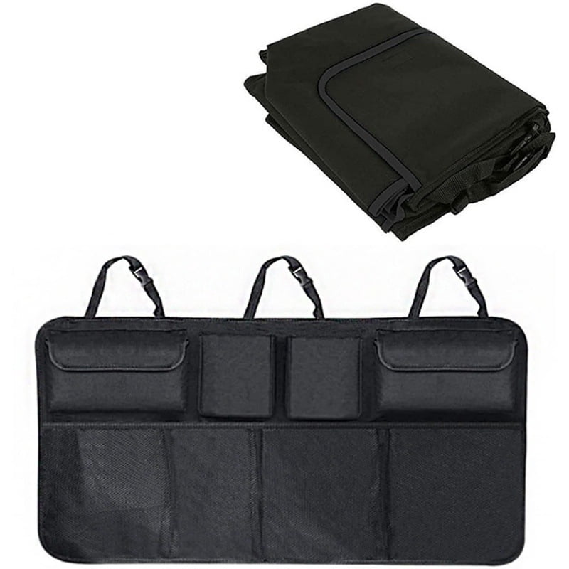 Car Trunk Organizer Adjustable Backseat Storage Net High Capacity Hanging Organizer for SUV  Van Vehicle Interior Storage Accessory