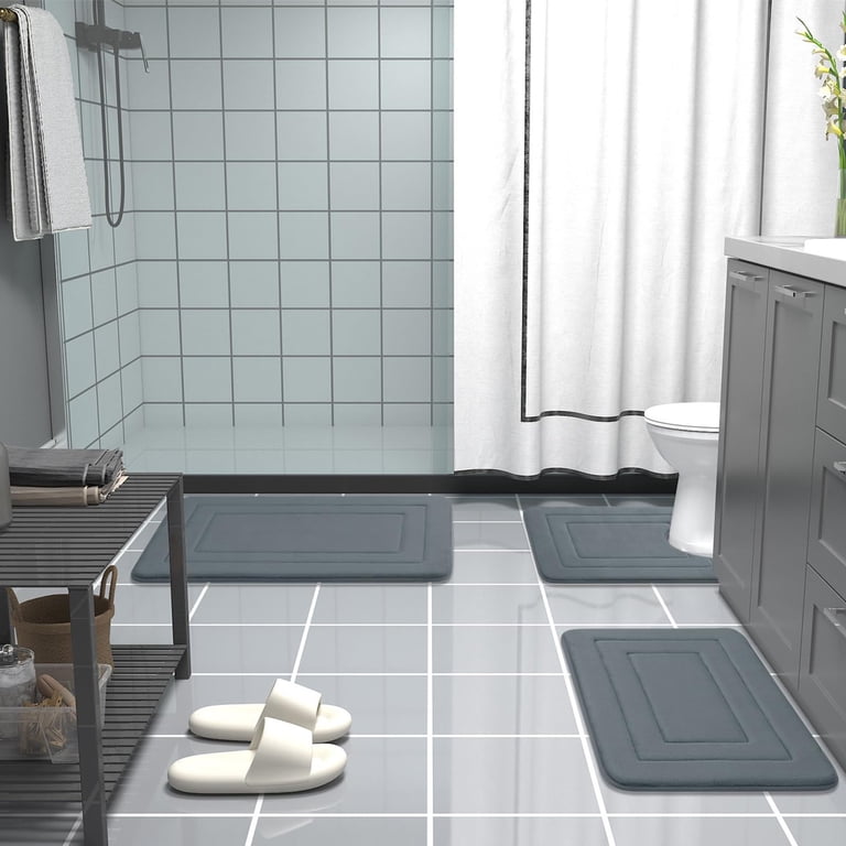 Buganda Memory Foam Bathroom Rug, 30" x 20", Dark Grey photo 7