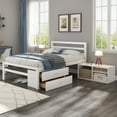thumbnail image 2 of Full Size Platform Bed, Wood Bed Frame with Removable Storage Shelves, Built-in Two Storage Drawers, Space Saving, White, 2 of 7