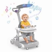 YUCHANG 4 in 1 Baby Walker with Wheels,Push Walker With Music Activity,Foldable and Height Adjustable