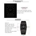 thumbnail image 6 of Men Watch Classic Analog Quartz Date Stainless Steel Milanese Mesh Band Ultra-Thin Rectangle Dial Luminous, 6 of 6