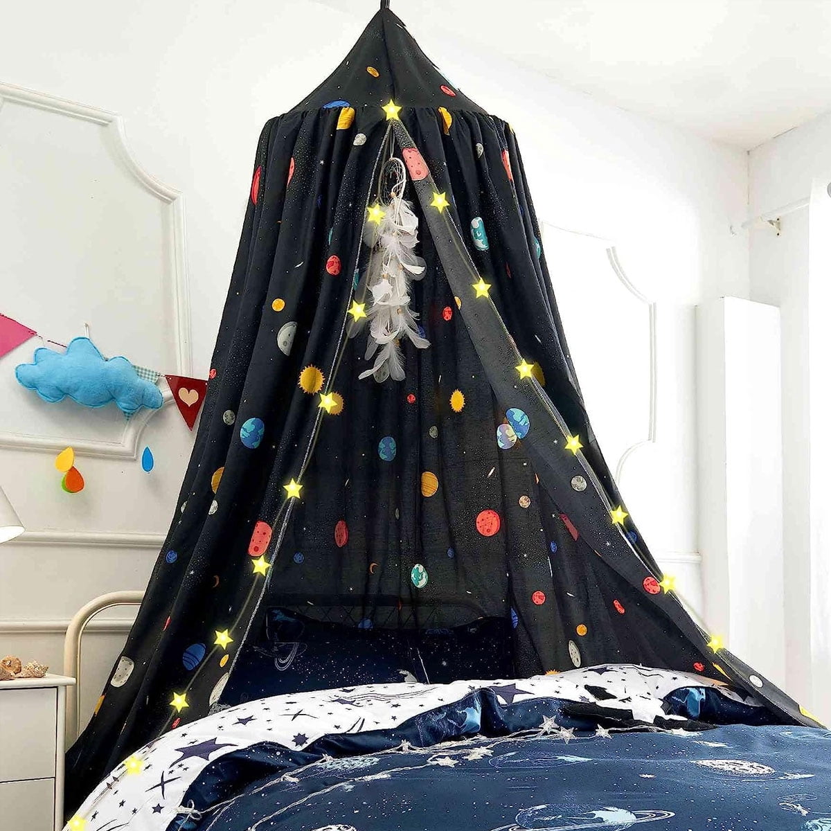 Qhkie Dreamy Girls' Bed Canopy, Cute Room Decor, Soft and Durable Tent Canopy for Kids, Fits Single, Twin, Full Beds, 65×270×400cm, 1Pcs