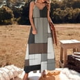 thumbnail image 3 of Geometric Abstract Art Black Brown Grey Sleeveless Dress Loose Women's Dress Dresses Luxury Evening Dresses, 3 of 9