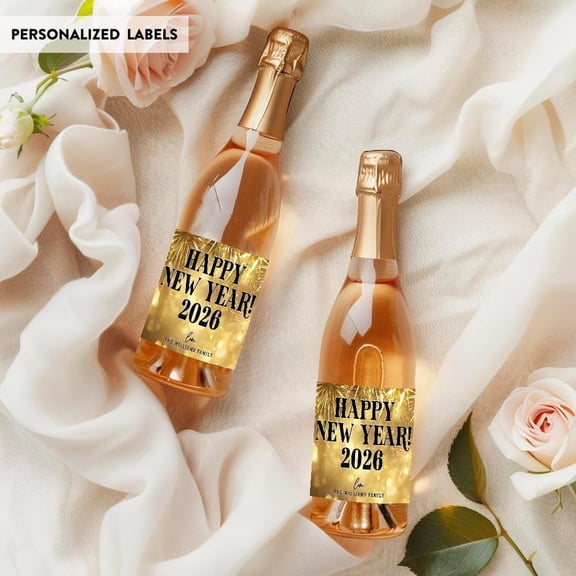 Koyal Wholesale 20Pcs New Years Eve Mini Champagne Bottles Stickers Neon Shimmer Tiles
