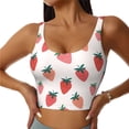 thumbnail image 2 of Haiem Hand Drawn Strawberry Pattern Womens Sports Bra - U Neck Padded Low Impact Yoga Bra Workout Crop Top Gym Moisture-Wicking Workout Vest -X-Large, 2 of 9