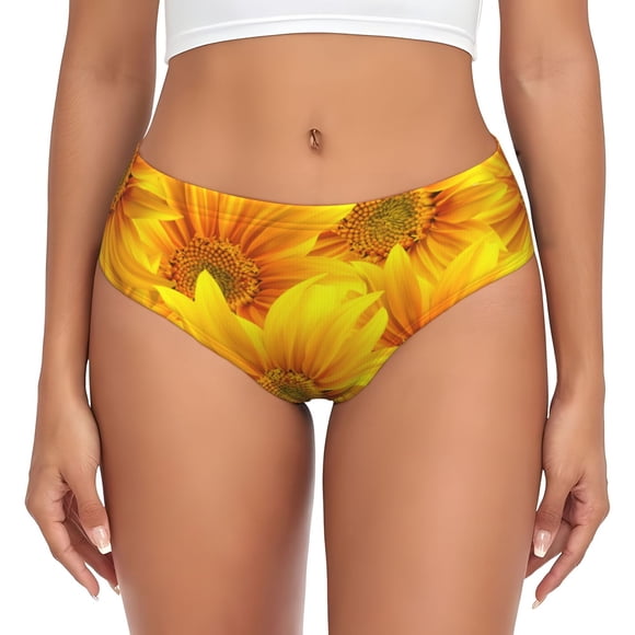 Fotbe 3D Sunflowers Calzones Estampados para Mujer – Ropa Interior de Algodón, Cómoda, Suave y Elástica-X-Large