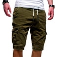 thumbnail image 2 of zeranth Cargo Shorts Solid Color Multi Pockets Men Loose Drawstring Shorts for Jogging, 2 of 7