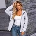 thumbnail image 4 of Zynoxe Plus Size Rain Jacket Women Trendy Waterproof Zip Up Adjustable Cuffs Raincoat with Drawstring Hood Outdoor Travel Hiking Windbreaker Gray S, 4 of 7
