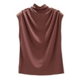 thumbnail image 1 of 2025 Femmes Col Roulé Sans Manches Coton 2TG Crop Top Tunique Décontractée Ample Active Top Tee Shirt, 1 of 5