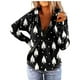 thumbnail image 4 of ICHUANYI Liquidación Sudadera de manga larga con cuello en V y cremallera con estampado navideño para mujer Blusa informal Tops ICHUANYI WER202308245557, 4 of 7