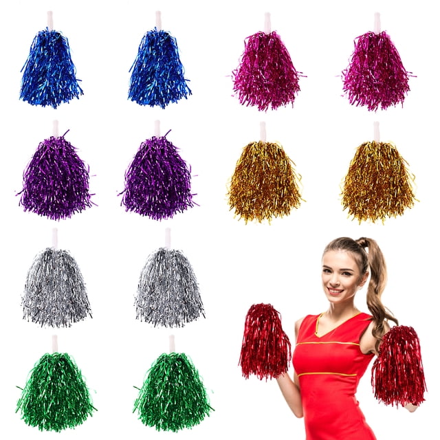 Nuobesty 14pcs animador de pomm pomm metálico animadora pomm pomm para eventos de deportes de equipo fiestas jugadores