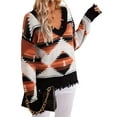 thumbnail image 3 of Woman Western Aztecs Knit Sweater Long Sleeve Vintage Geometric Pullover V Neck Distressed Cropped Sweater Black S, 3 of 10