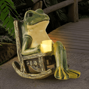 Waterproof Resin Frog Statue,Solar Frog Statue,Solar Frog Light,Miniature Frog Garden Statue for Interior and Exterior,3.9 x 2.3 x 3.9 in,Warm Yellow LED