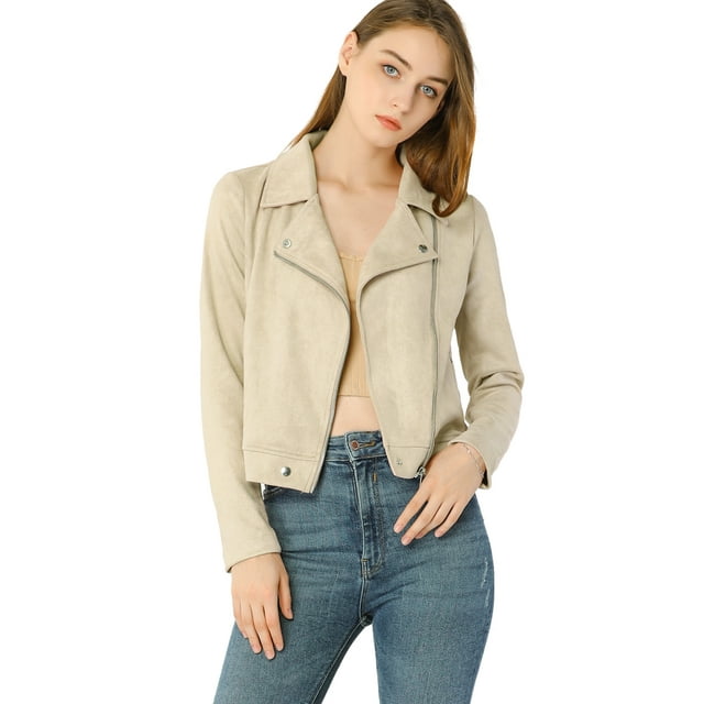 INSPIRE CHIC Veste de Moto Biker Zippée à Manches Longues en Faux Suède pour Juniors