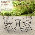 thumbnail image 6 of Alpine Corporation Indoor/Outdoor 3-Piece Mosaic Bistro Set Folding Table and Chairs Patio Seating, Tan, 6 of 13