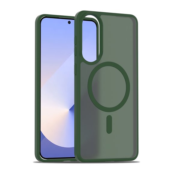 Lunvic Case for Samsung Galaxy S25 Edge, Built-in Camera Control Button, Magnetic Wireless Charging Compatible, Matte Translucent Back Shell, Protective Cover, Darkgreen