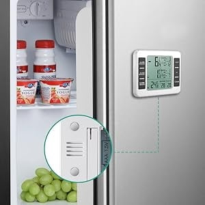 Refrigerator thermometer, one to two, household wireless indoor and outdoor thermometer with 2 sensors, alarm display, wireless indoor and outdoor thermometer,1 drag 2