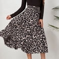 thumbnail image 3 of Falda midi de línea A Diseño de volantes con estampado de leopardo Falda midi de cintura alta elástica informal elegante para mujer Gris M, 3 of 6