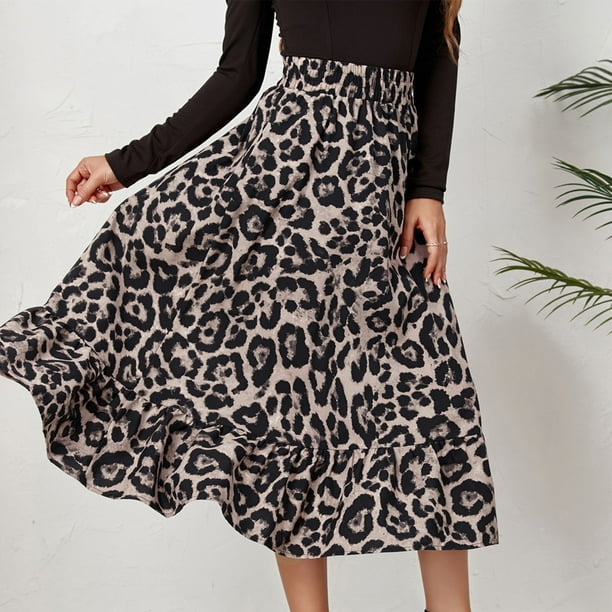 Animal print midi skirt black and white discount