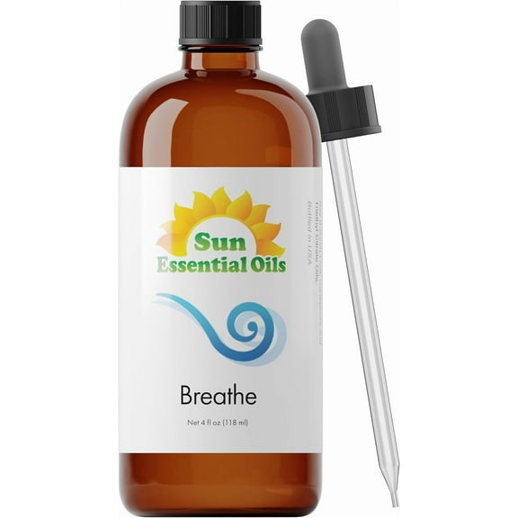 Sun Essential Oils - Breathe Blend Oil (Huge 4 oz Bottle) Breathe Easy Essential Oil for Aromatherpay, Diffusers, Home - 118 ml