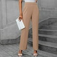 thumbnail image 2 of WTOBBY Women's Autumn Ready Straight Leg Dress Pants in Nine Point Harlan Style for Business Casual Office Wear, Weekend Events and Seasonally Appropriate Smart Style,Khaki L, 2 of 5