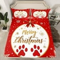 thumbnail image 2 of Manfei Merry Christmas Child Twin Sheet Sets, Kawaii Cat Paw Print Twin Fitted Sheet, Cartoon Bowknot Snowflake Flat Sheet, Super Cozy Room Decor, 3-Piece, 2 of 7