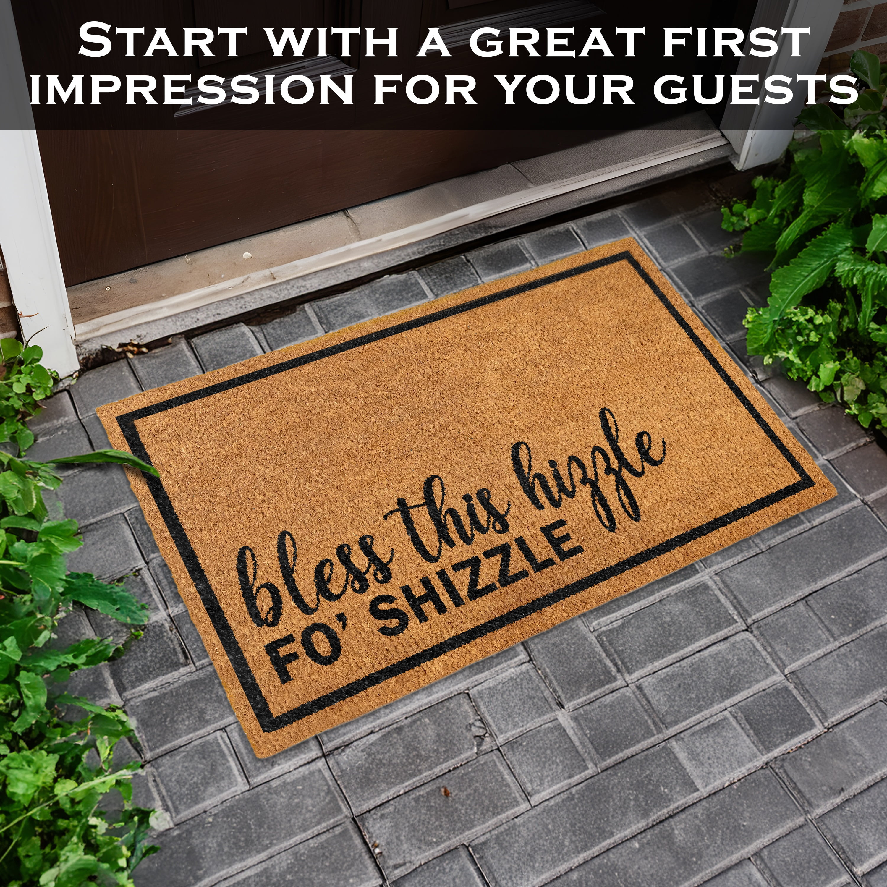 MAINEVENT Bless This Hizzle Fo Shizzle Doormat 30x17 Inch, Outdoor Welcome Mat for Outside