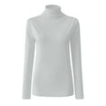 thumbnail image 6 of Rigardu Women Casual Solid Long Sleeve Mock Turtleneck Blouse Tops Slim Fit Stretchy Layer Tee Shirts Grey + XXL, 6 of 6