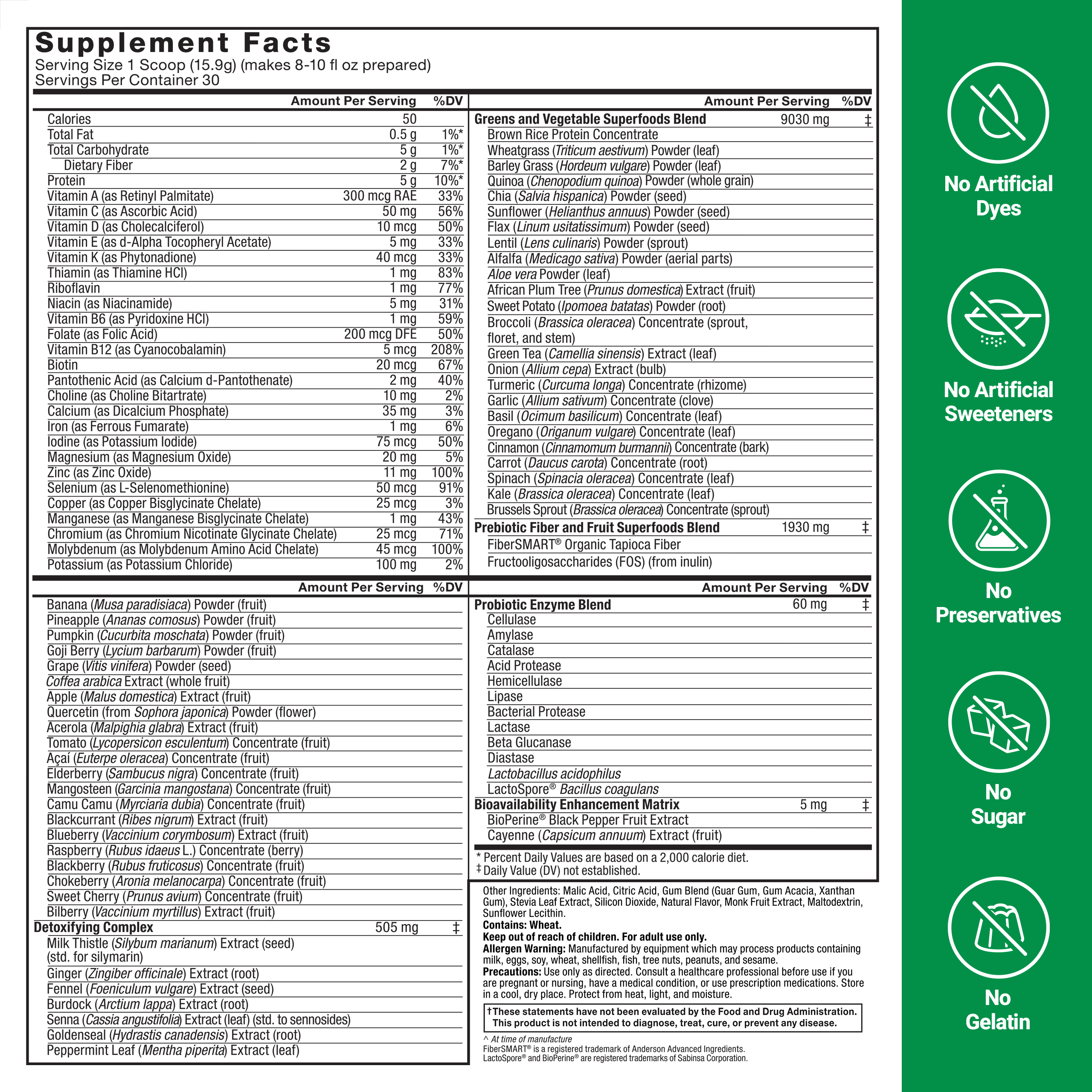 Force Factor Smarter Greens Superfoods Digestion Powder, Greens Powder with Probiotics & Enzymes to Support Digestion & Gut Health, 30 Servings
