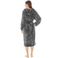 thumbnail image 2 of PAVILIA Women Hooded Plush Soft Robe | Fluffy Warm Fleece Sherpa Shaggy Bathrobe (L/XL, Gray), 2 of 7