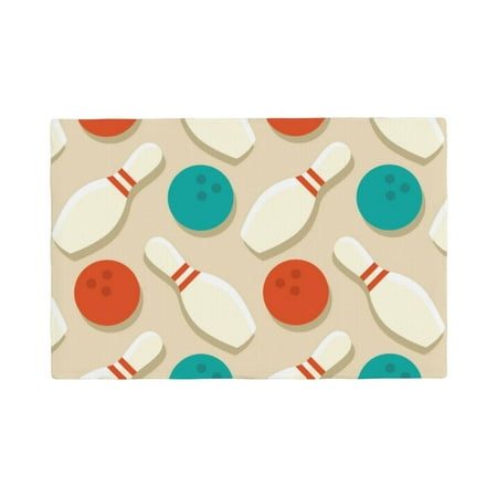 

Table Placemats Set of 6 - Vintage Bowling 12x18 In Faux Linen Double Heat Resistant Place Mats Cloth Indoor/Outdoor Placemats Washable Table Mats for Dining Kitchen Party