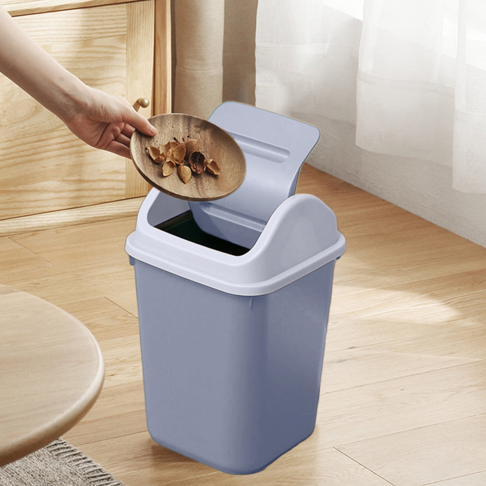 Square Lid Trash Can Small Bathroom Kitchen Office Waste Bin Flip Top Lid, 10L
