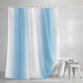 thumbnail image 3 of Shower Curtains for Bathroom, Sky Blue White Waterproof Fabric Shower Curtain, Gradient Vertical Stripes Minimalist Decorative Bathroom Curtain for Bathtub, 72"x72", No Hooks Included, 3 of 9
