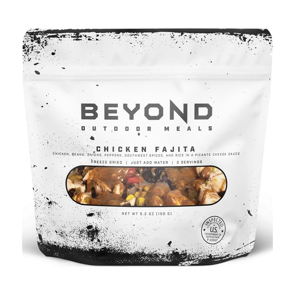 Beyond Outdoor Meals Chicken Fajita, Freeze-Dried Food, 10-Year Shelf Life, 2 Servings Per Pouch
