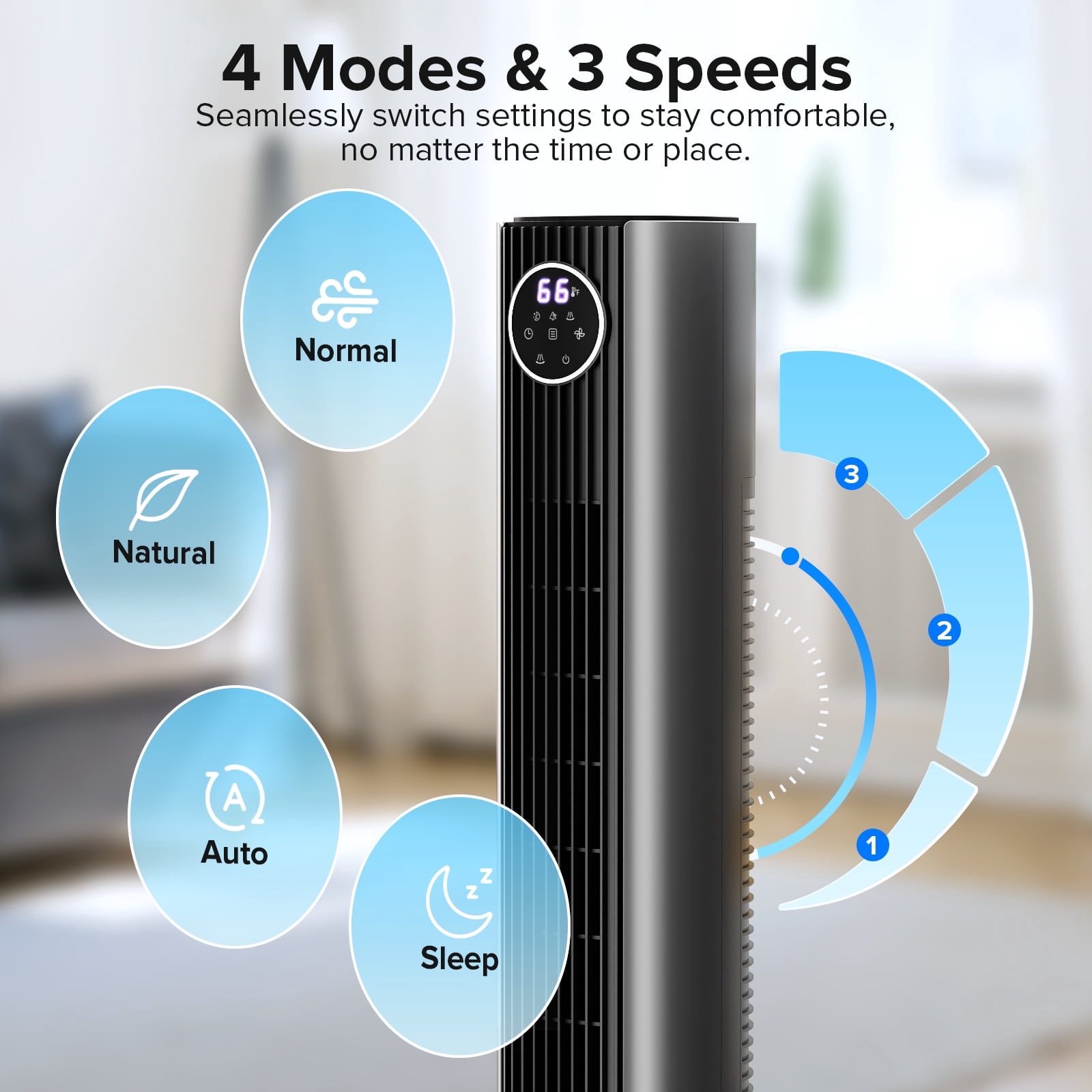 Electactic 35" Oscillating Tower Fan, Bladeless Floor Fan with Remote, 4 Modes & 3 Speeds, 12H Timer, Quiet & Family-Safe, LED Display, 85° Wide Cooling for Bedroom & Home (Gray)