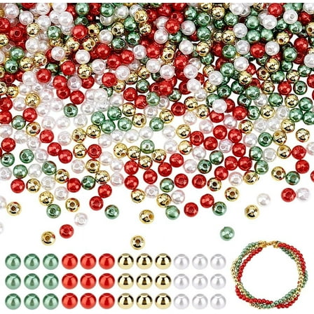 2000 Pcs Colorful Pearl Beads 4mm Acrylic Round Imitation Pearl Beads Red Green Gold White Loose Spacer Beads Small Beads