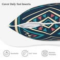 thumbnail image 5 of Velvet Decorative Throw Pillow Covers Set of 2, Soft Square Cushion Cover with Invisible Zipper Retro Blue Tribal Style Geometric Printing, 20"x20", 5 of 7