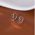 thumbnail image 4 of Solid 925 Sterling Silver Daisy Flower Hoop Earrings Huggie for Women Teens Black Flower Hoop Earrings Spring Cartilage Helix Earrings, 4 of 6