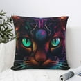 thumbnail image 4 of Fuzoiu Futuristic Cat Warrior Print Square Pillow Cover,Hidden Zipper Design,Luxury Square Pillow Case, Throw Pillow,Couch Cushion-26"x26", 4 of 7