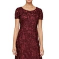 thumbnail image 2 of Alex Evenings Women's Rosette Lace A Line Gown Purple Size 16 Petite, 2 of 3