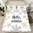 thumbnail image 2 of jejeloiu Hello Winter Christmas Snowflake Happy New Year Queen Sheet Set,Breathable Boys Kids Bedding,4-Piece, 2 of 7