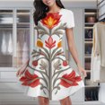 thumbnail image 2 of Ornate Floral Tree Design Women's Classic Swing Skater Dress Casual Work Party Cocktail Dresses, 2 of 6