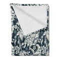 thumbnail image 2 of East Soft Flannel Fleece Blanket, Floral Illustration Oriental Eastern Style with Traditional Influences, Cozy Plush for Indoor and Outdoor Use, 60" x 80", Dark Blue Grey and Beige, by Ambesonne, 2 of 5