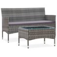 thumbnail image 1 of vidaXL 2 Piece Garden Lounge Set with Cushion Poly Rattan Grey, 1 of 5