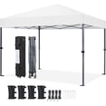 thumbnail image 1 of Songqin 10x10 1-Person Setup Pop Up Canopy Tent, Instant Portable Commercial Canopy Tent, Outdoor Gazebo with 1-Button Push, Wheeled Bag & 4 Sandbags for Home, Party & Outdoor Activities, White, 1 of 18